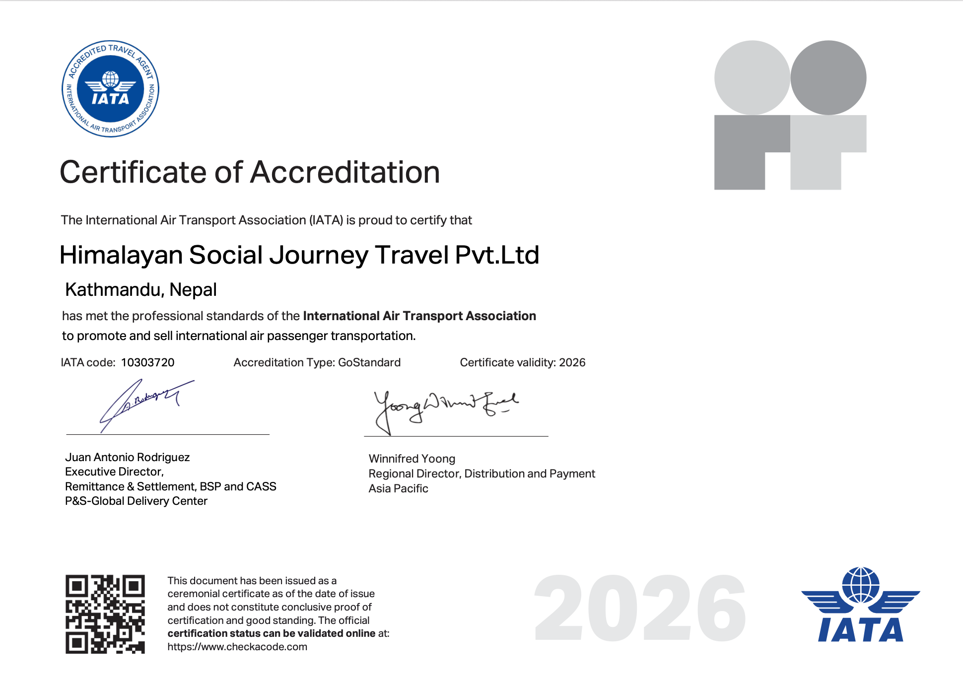 IATA Accreditation Certificate