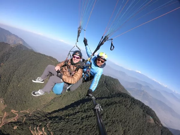 Paragliding near Chandragiri